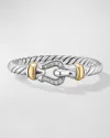 DAVID YURMAN PETITE BUCKLE RING WITH DIAMONDS IN SILVER AND 18K GOLD, 2MM