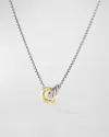 DAVID YURMAN PETITE CABLE LINKED NECKLACE IN SILVER AND 14K GOLD, 15-17"L