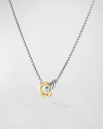 David Yurman Petite Cable Linked Necklace In Silver And 14k Gold, 15-17"l In Metallic
