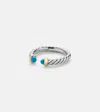 David Yurman Petite Cable Sterling Silver Ring With Turquoises In Brown