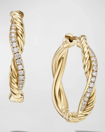 David Yurman Petite Infinity Hoop Earrings With Diamonds In 18k Gold, 4mm, 0.68"l In 60 Multi-colored