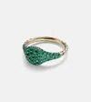 David Yurman Petite Pavé 18kt Gold Pinky Ring With Emeralds In Gold