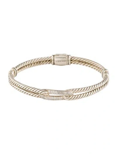 Pre-owned David Yurman Petite Pavé Labyrinth Mini Single Loop Bracelet, 6.25" In Multi