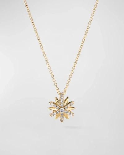 David Yurman Petite Starburst Station Diamond Necklace In 18k Gold In 40 White