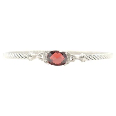 Pre-owned David Yurman Petite Wheaton Colllection Cushion Cut Garnet And Diamond Bracelet In Multiple