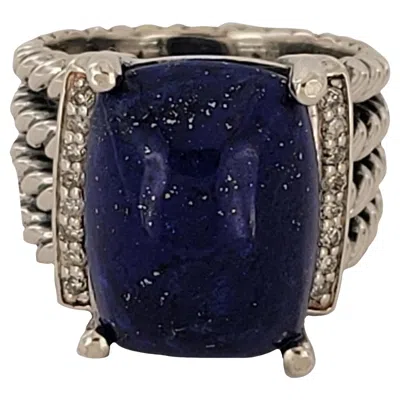 Pre-owned David Yurman Petite Wheaton Ring With Lapis Lazuli And Diamonds In Multi