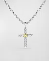 David Yurman Petite X Cross With Gold On Chain In Silver/gold