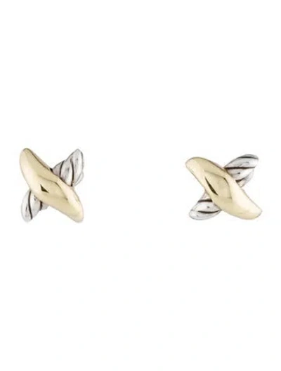 Pre-owned David Yurman Petite X Stud Earrings In Multi