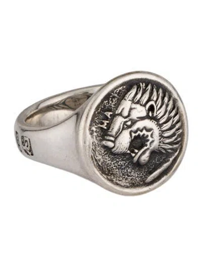 Pre-owned David Yurman Petrvs Lion Pinky Signet Ring In Multicolor