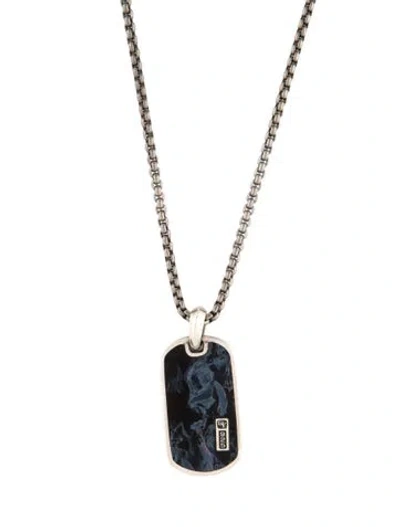 Pre-owned David Yurman Pietersite Dog Tag Pendant Necklace, 24" In Multi