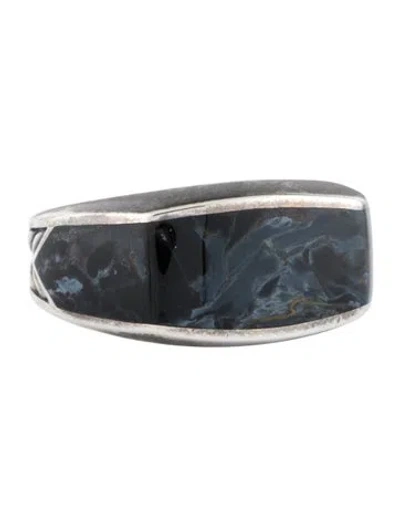 Pre-owned David Yurman Pietersite Exotic Stone Signet Ring In Multicolor