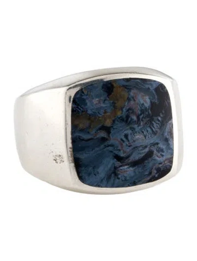 Pre-owned David Yurman Pietersite Signet Ring In Multi