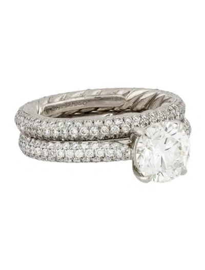 Pre-owned David Yurman Platinum 1.22ct Diamond Eden Eternity Engagement Ring Set In Multi