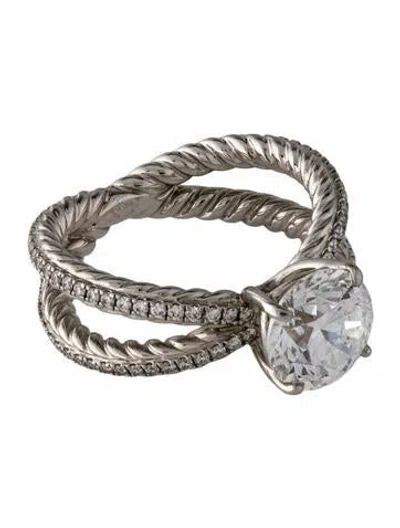 Pre-owned David Yurman Platinum 2.00ct Diamond Crossover Engagement Ring In Multi