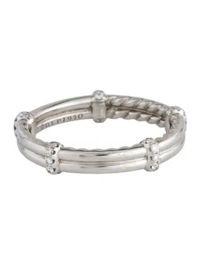 Pre-owned David Yurman Platinum Diamond Astor Double Band In Multi