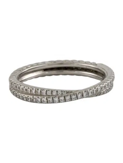Pre-owned David Yurman Platinum Diamond Crossover Band In Multi
