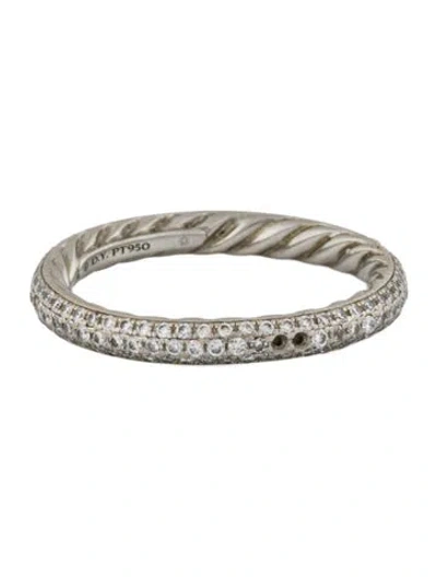 Pre-owned David Yurman Platinum Diamond Pave Band In Multi