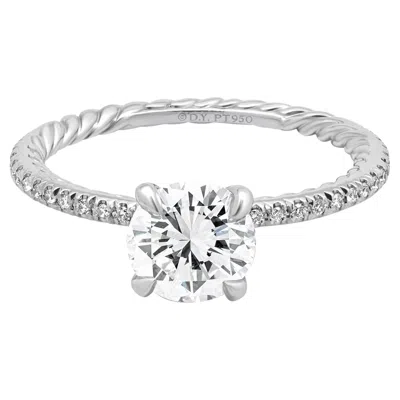 Pre-owned David Yurman Platinum Gia Certified Round Brilliant Cut Diamond Engagement Ring In Multiple