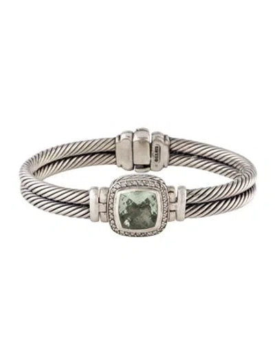 Pre-owned David Yurman Prasiolite & Diamond Albion Bangle, 6.5" In Multi
