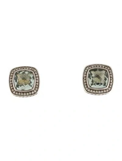 Pre-owned David Yurman Prasiolite & Diamond Albion Earclips In Multi