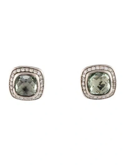 Pre-owned David Yurman Prasiolite & Diamond Albion Studs In Multi