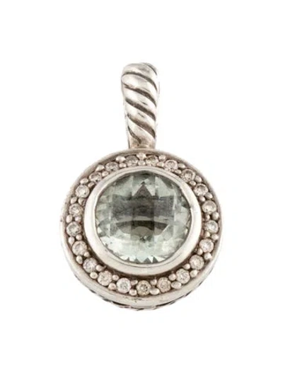 Pre-owned David Yurman Prasiolite & Diamond Cerise Pendant In Multicolor