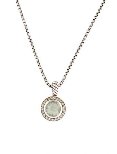 Pre-owned David Yurman Prasiolite & Diamond Cerise Pendant Necklace, 17" In Multi