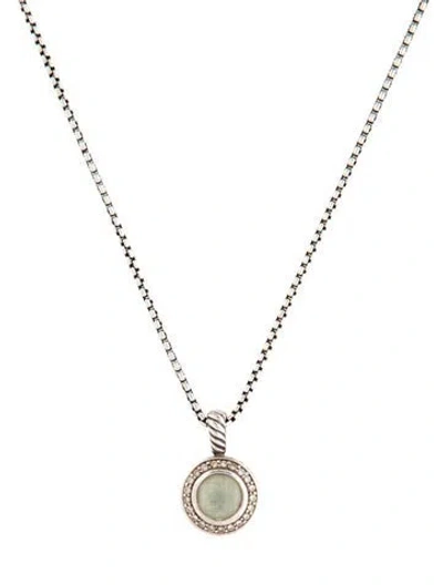 Pre-owned David Yurman Prasiolite & Diamond Cerise Pendant Necklace, 17" In Multicolor