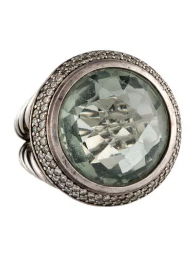 Pre-owned David Yurman Prasiolite & Diamond Cocktail Ring In Multi