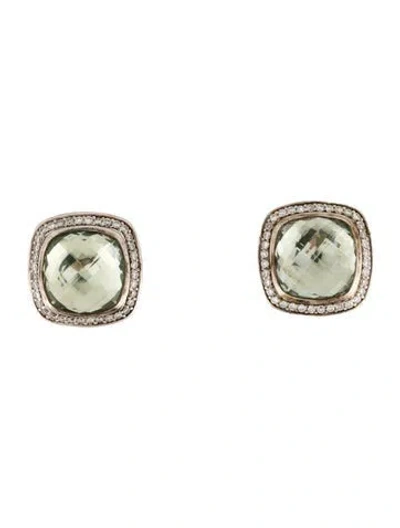 Pre-owned David Yurman Prasiolite & Diamond Convertible Earclips In Multi
