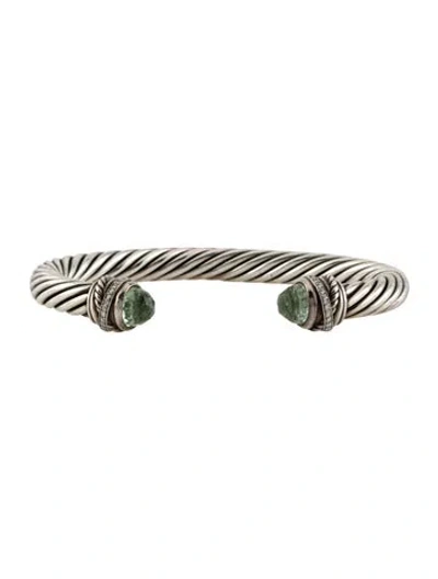 Pre-owned David Yurman Prasiolite & Diamond Crossover Bracelet, 6.5" In Multi