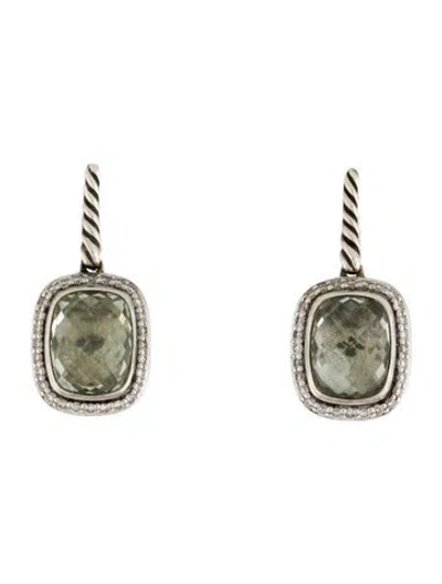 Pre-owned David Yurman Prasiolite & Diamond Noblesse Drop Earrings In Multi