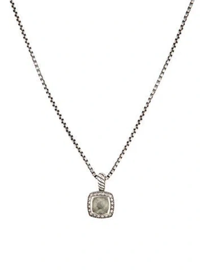 Pre-owned David Yurman Prasiolite & Diamond Petite Albion Pendant Necklace, 17" In Multicolor