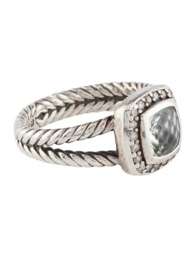 Pre-owned David Yurman Prasiolite & Diamond Petite Albion Ring In Multi