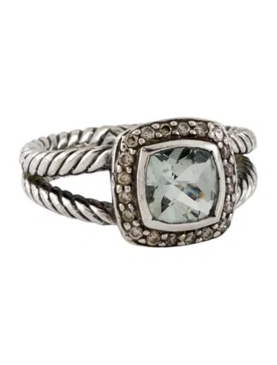 Pre-owned David Yurman Prasiolite & Diamond Petite Albion Ring In Multi
