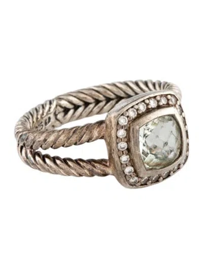 Pre-owned David Yurman Prasiolite & Diamond Petite Albion Ring In Multi