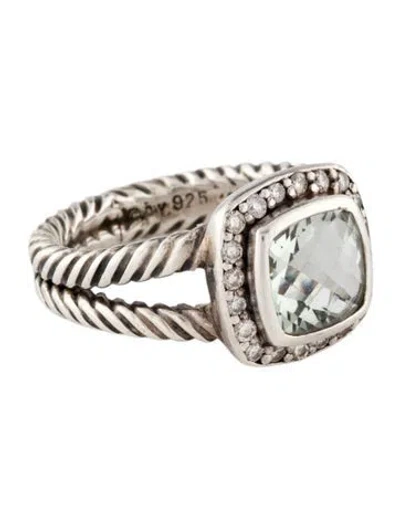 Pre-owned David Yurman Prasiolite & Diamond Petite Albion Ring In Multi