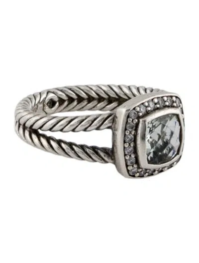 Pre-owned David Yurman Prasiolite & Diamond Petite Albion Ring In Multi