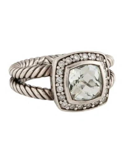 Pre-owned David Yurman Prasiolite & Diamond Petite Albion Ring In Multi