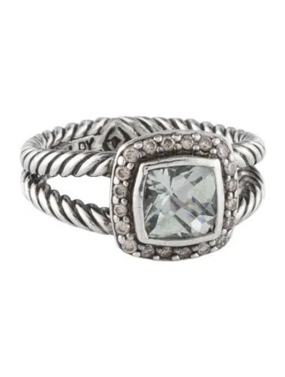 Pre-owned David Yurman Prasiolite & Diamond Petite Albion Ring In Multicolor