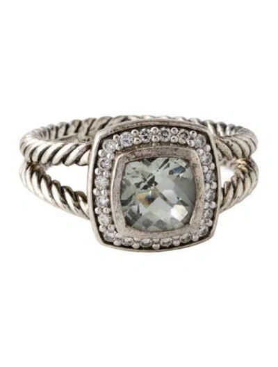 Pre-owned David Yurman Prasiolite & Diamond Petite Albion Ring In Multicolor