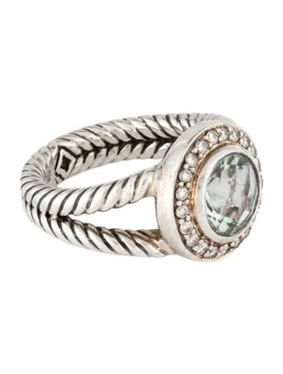 Pre-owned David Yurman Prasiolite & Diamond Petite Cerise Cocktail Ring In Multicolor