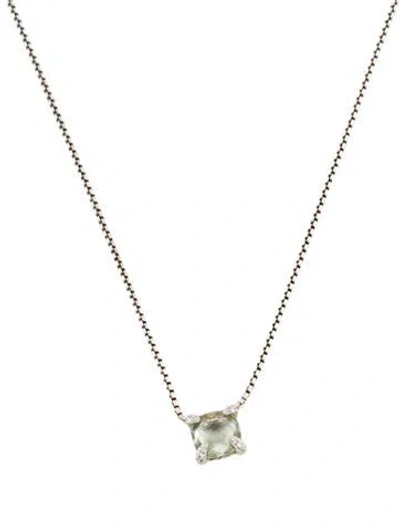 Pre-owned David Yurman Prasiolite & Diamond Petite Chatelaine® Pendant Necklace, 18" In Multi