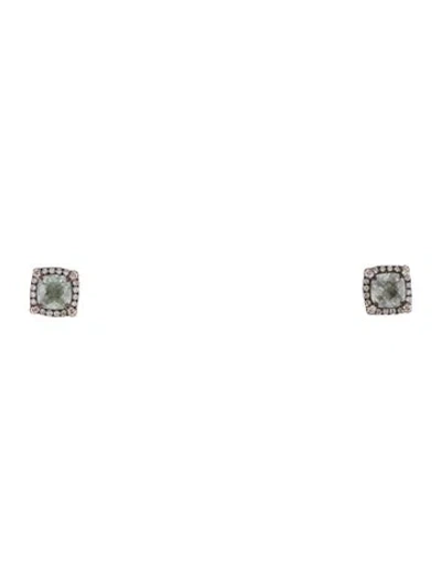 Pre-owned David Yurman Prasiolite & Diamond Petite Chatelaine® Stud Earrings In Multi