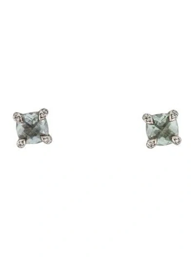 Pre-owned David Yurman Prasiolite & Diamond Petite Chatelaine® Stud Earrings In Multicolor