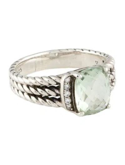 Pre-owned David Yurman Prasiolite & Diamond Petite Wheaton Cocktail Ring In Multi