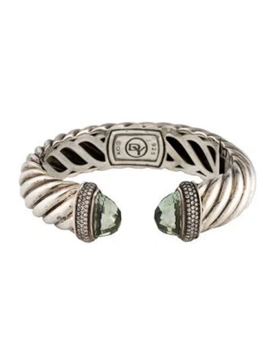 Pre-owned David Yurman Prasiolite & Diamond Waverly Cuff Bracelet, 6" In Multi