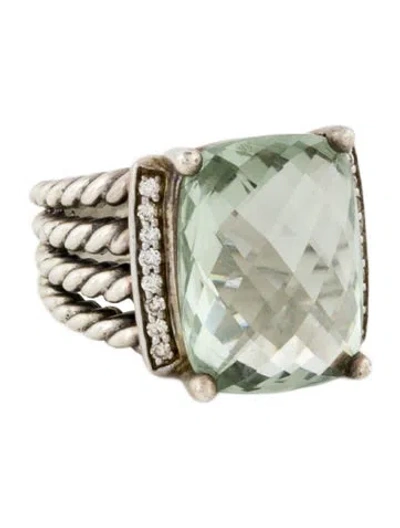 Pre-owned David Yurman Prasiolite & Diamond Wheaton Cocktail Ring In Multi