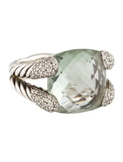 Pre-owned David Yurman Prasiolite & Diamond Willow Cocktail Ring In Multi