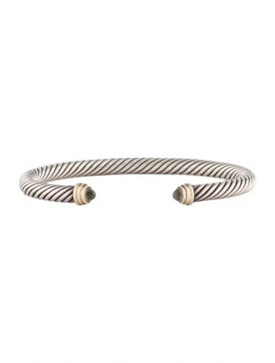 Pre-owned David Yurman Prasiolite Cable Cuff Bracelet, 6.75" In Multi